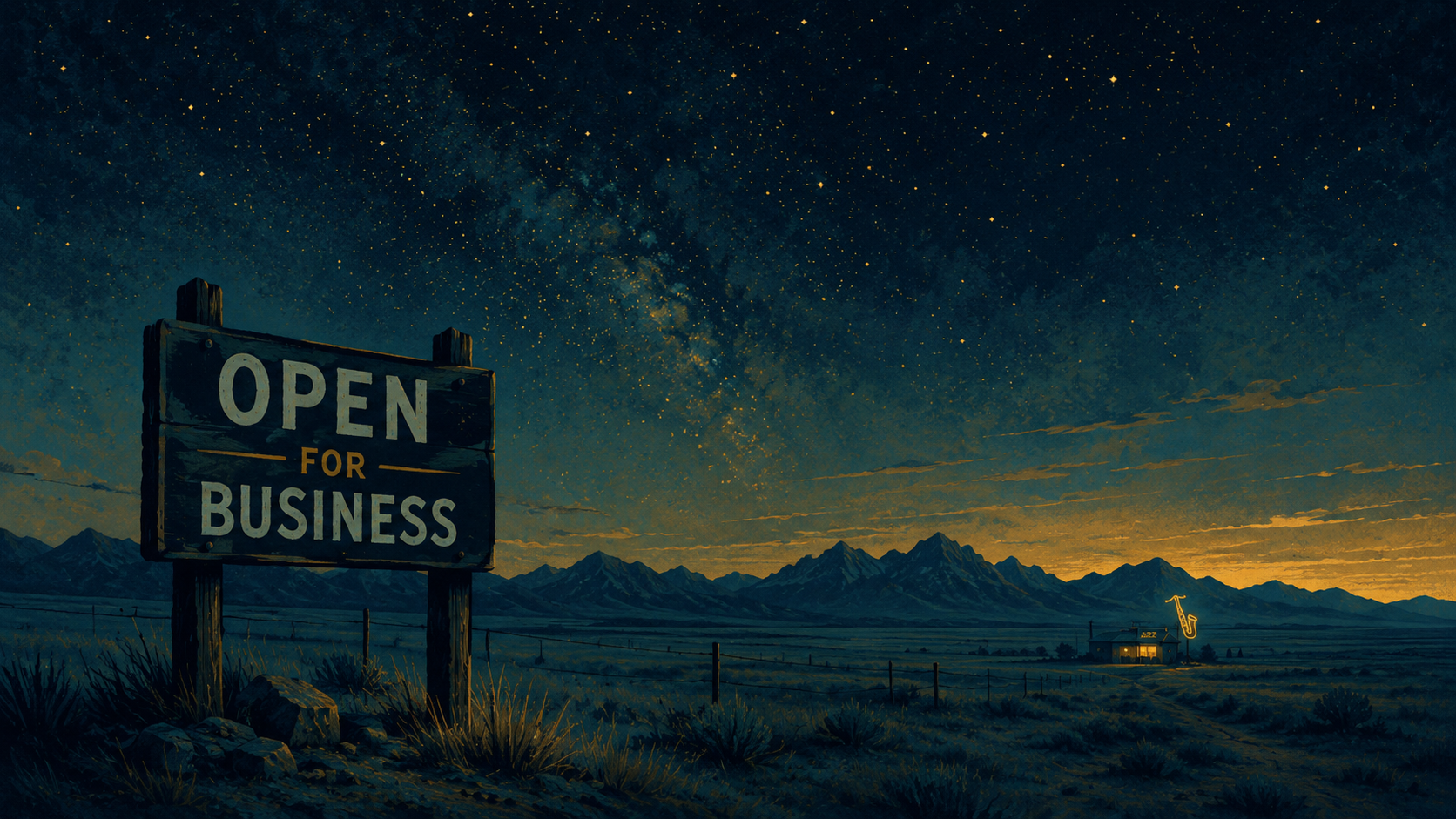 Open for Business — Wyoming at night